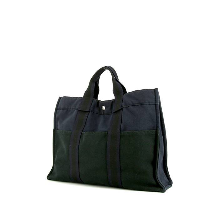 Shopping bag Hermes Toto Bag - Shop Bag in tela blu verde e nera - 00pp