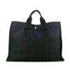 Bolso Cabás Hermes Toto Bag - Shop Bag en lona azul, verde y negra - 360 thumbnail