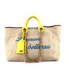 Dolce & Gabbana shopping bag in beige canvas and yellow leather - 360 thumbnail