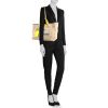 Shopping bag Dolce & Gabbana in tela beige e pelle gialla - Detail D2 thumbnail