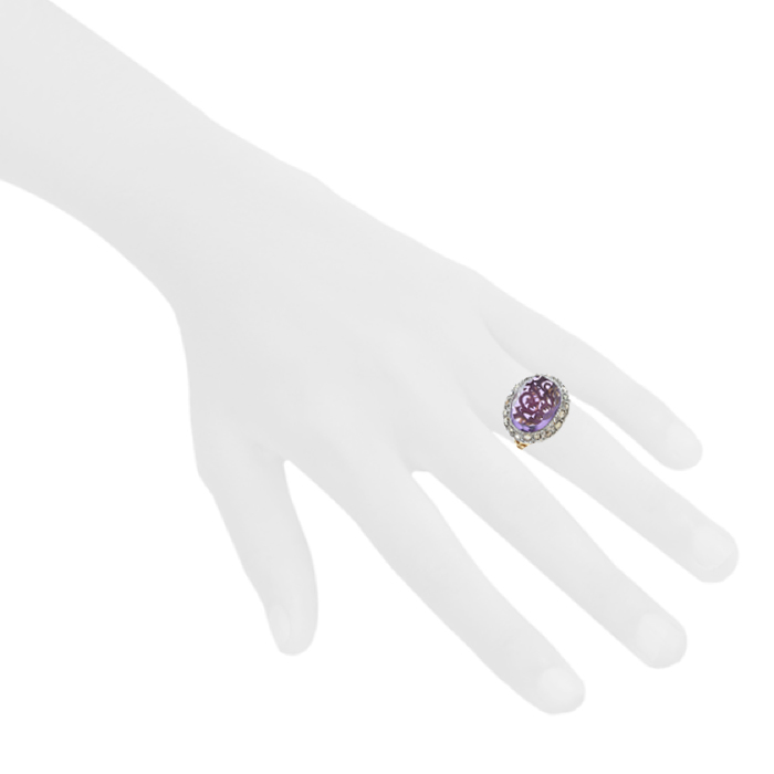 Pomellato Tango ring in pink gold,  amethyst and brown diamonds - Detail D1