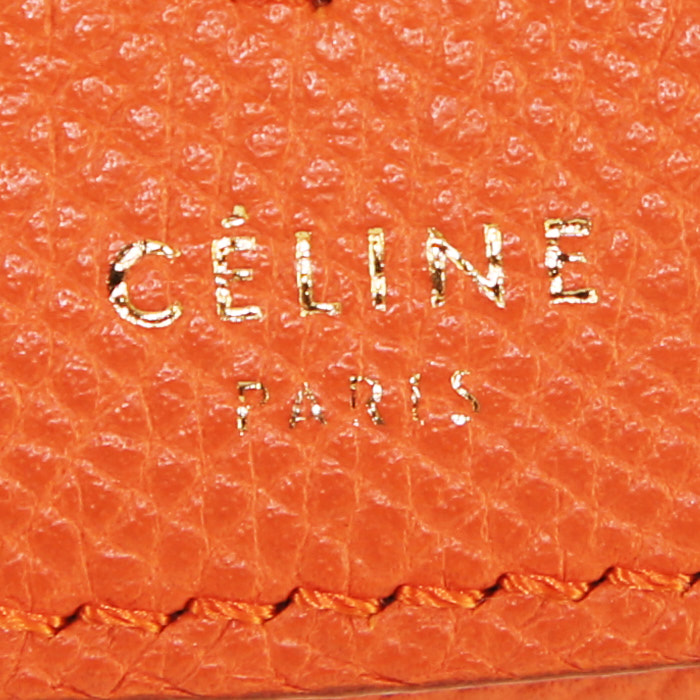 Borsa a tracolla Céline Trotteur modello piccolo in pelle martellata arancione - Detail D3