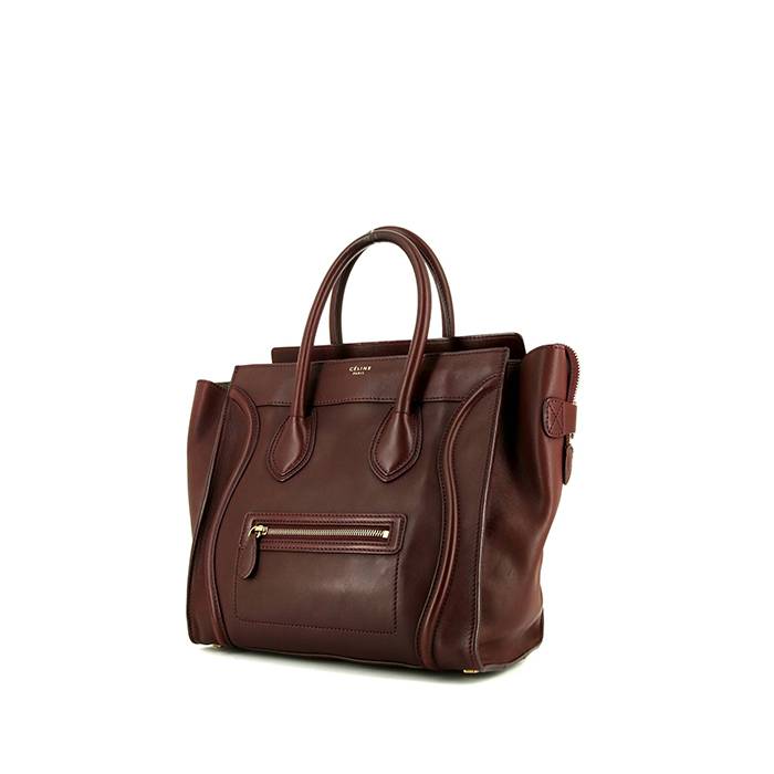 Celine Luggage small model handbag in burgundy leather - 00pp