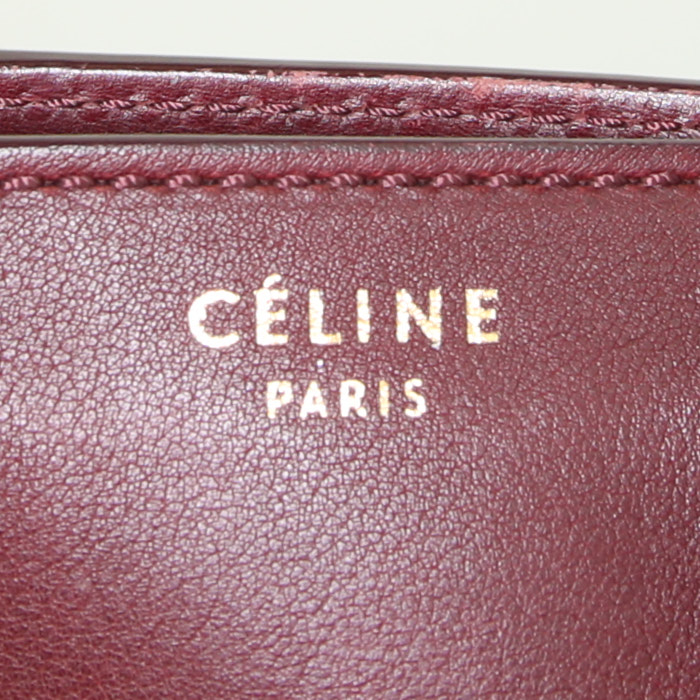 Sac à main Celine Luggage petit modèle en cuir bordeaux - Detail D3