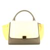 Celine Trapeze medium model handbag in cream color, yellow and grey leather - 360 thumbnail