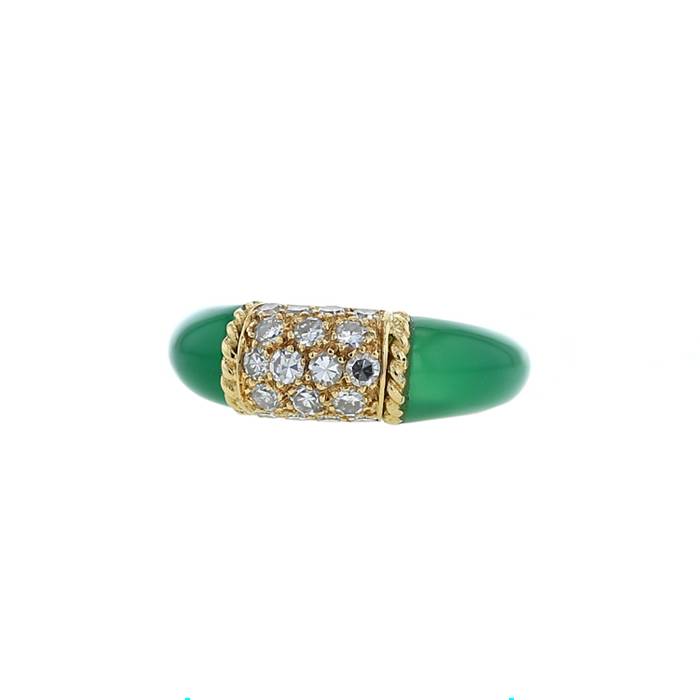 Van Cleef & Arpels Philippine 1960's ring in yellow gold,  chrysoprase and diamonds - 00pp