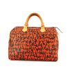 Sac à main Louis Vuitton Speedy Editions Limitées en toile monogram marron et orange et cuir naturel - 360 thumbnail