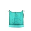 Hermès Mini Evelyne shoulder bag in blue togo leather and blue canvas - 360 thumbnail