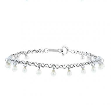 Bracciale flessibile Tasaki in argento e perle coltivate