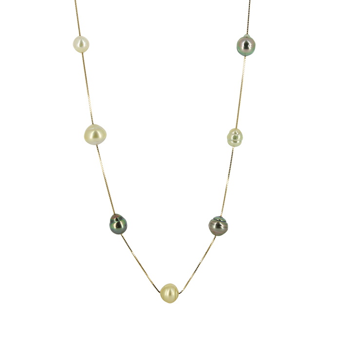 Tasaki necklace in yellow gold and pearls - Detail D3