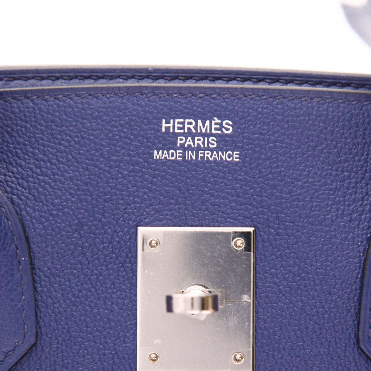 Bolso de mano Hermès  Birkin 35 cm en cuero Evergrain azul - Detail D2