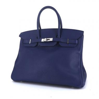 Hermes Birkin Bag Togo Leather Palladium Hardware In Navy Blue