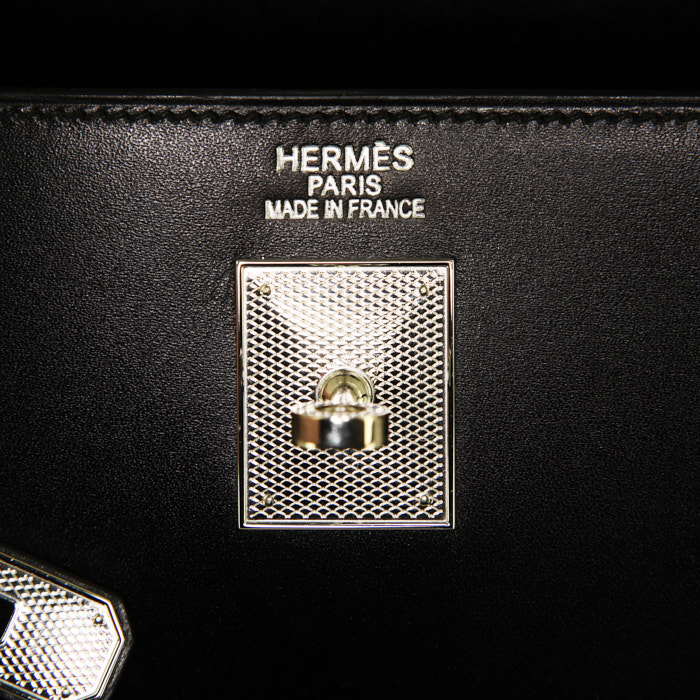 Hermes Kelly 35 cm handbag in black box leather - Detail D4