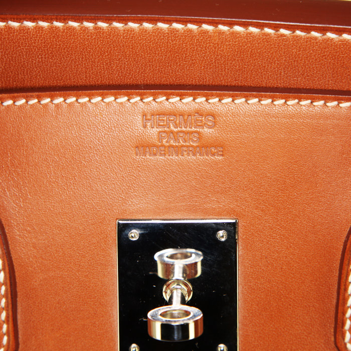 Hermes Birkin 35 cm handbag in gold Barenia leather - Detail D3