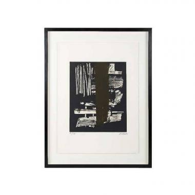 Pierre Soulages, "Lithographie 9", lithograph in colors on Arches vellum paper, signed, numbered and framed, of 1959