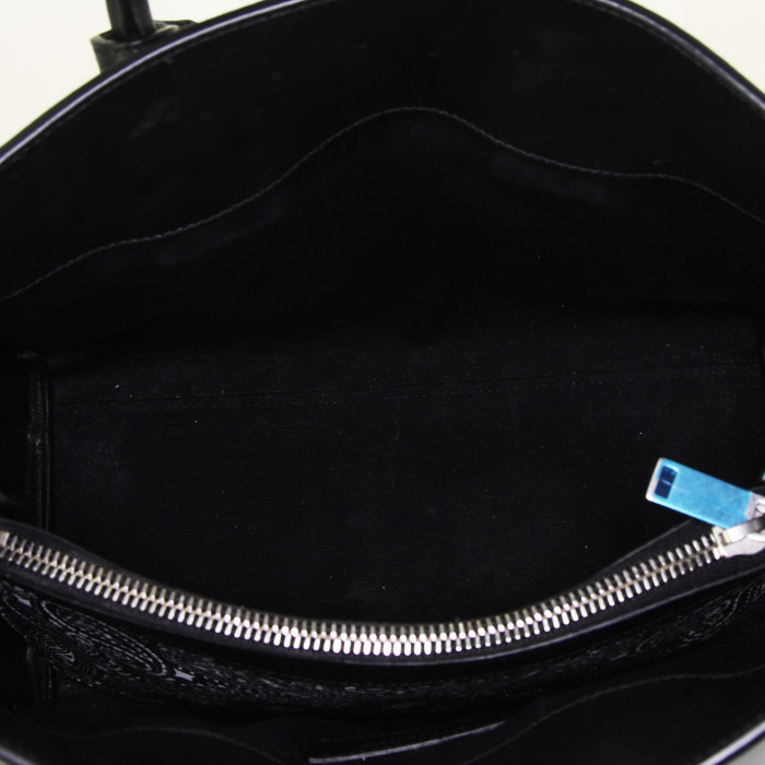 Bolso de mano Saint Laurent Sac de jour Baby en lona negra y blanca y cuero negro - Detail D3
