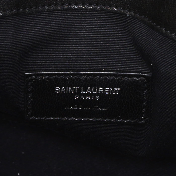 Bolso de mano Saint Laurent Sac de jour Baby en lona negra y blanca y cuero negro - Detail D4
