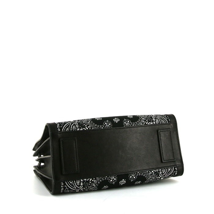 Bolso de mano Saint Laurent Sac de jour Baby en lona negra y blanca y cuero negro - Detail D5