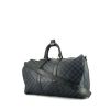 Borsa weekend Louis Vuitton Keepall 45 in tela a scacchi blu Cobalt e pelle nera - 00pp thumbnail