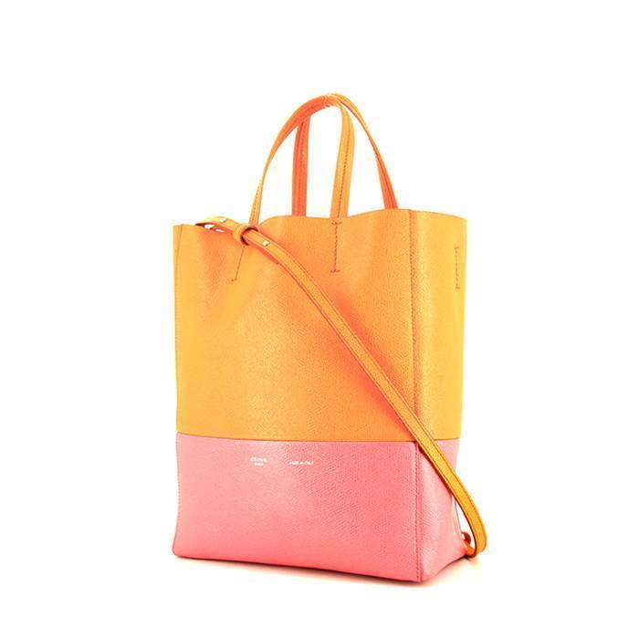 Shopping bag Celine Cabas in pelle martellata arancione e rosa - 00pp