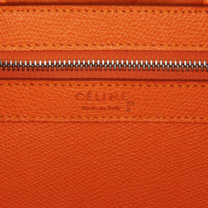 Sac cabas Celine Cabas en cuir grainé orange et rose - Detail D4