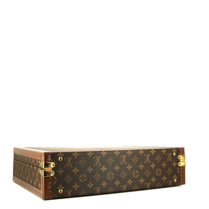 Louis Vuitton President briefcase in brown monogram canvas and natural leather - Detail D4