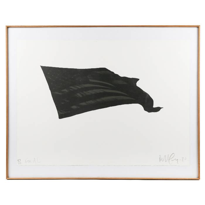 Robert Longo, "Black flag", lithograph on paper, signed, dated, dedicated and numbered, of 1990 - 00pp
