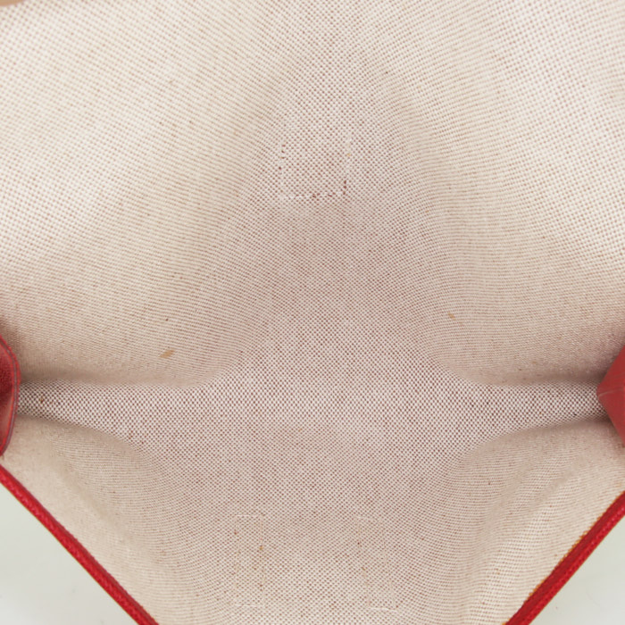 Pochette Hermes Jige en cuir Courchevel rouge - Detail D2