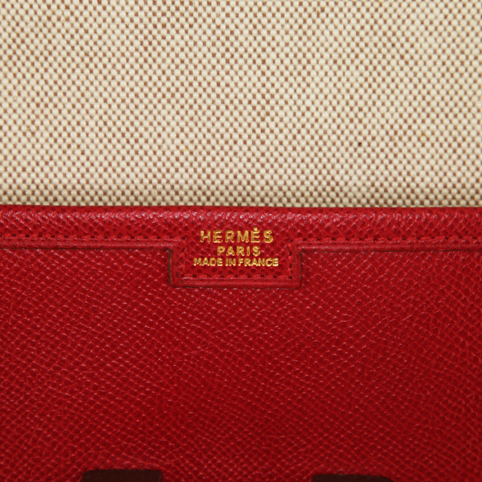 Bolsito de mano Hermes Jige en cuero Courchevel rojo - Detail D3