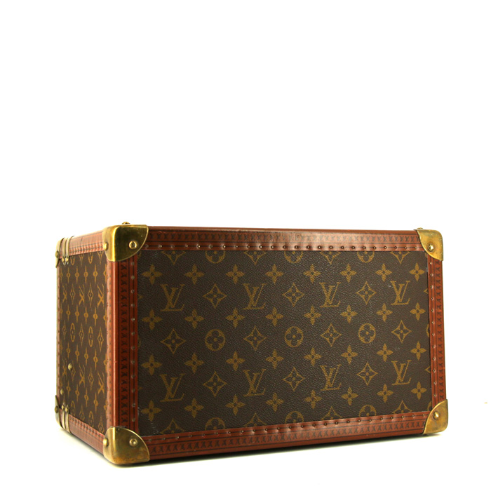Louis Vuitton Boîte à flacons vanity case in brown monogram canvas and brown lozine (vulcanised fibre) - Detail D4