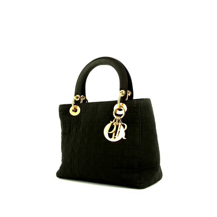 Dior Lady Dior medium model handbag in brown canvas cannage - 00pp