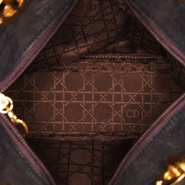 Bolso de mano Dior Lady Dior modelo mediano en lona cannage marrón - Detail D2