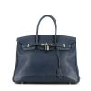Hermes Birkin 35 cm handbag in blue Swift leather - 360 thumbnail