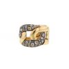Half-articulated Pomellato Catene ring in pink gold, silver, white diamonds and brown diamonds - 00pp thumbnail