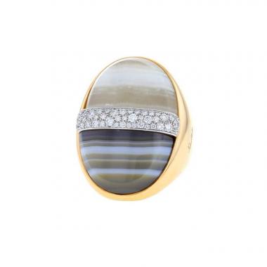Bague Pomellato Armonie Minerali en or rose, or blanc, agate et diamants
