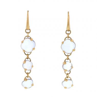 Pomellato Capri pendants earrings in pink gold,  chalcedony and rock crystal