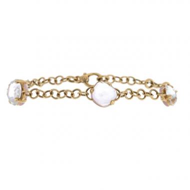 Brazalete Pomellato Capri en oro rosa,  cuarzo rosa y cristal de roca