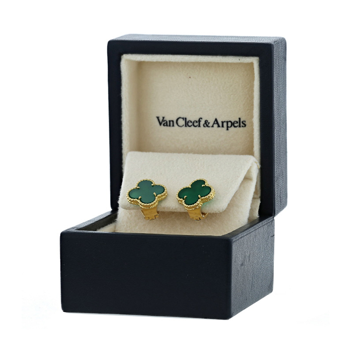 Orecchini Van Cleef 
Arpels Alhambra Vintage in oro giallo e crisoprasio - Detail D2