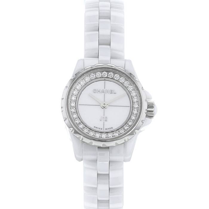 Reloj Chanel J12 Joaillerie  modelo pequeño de cerámica blanche y acero Circa  2021 - 00pp