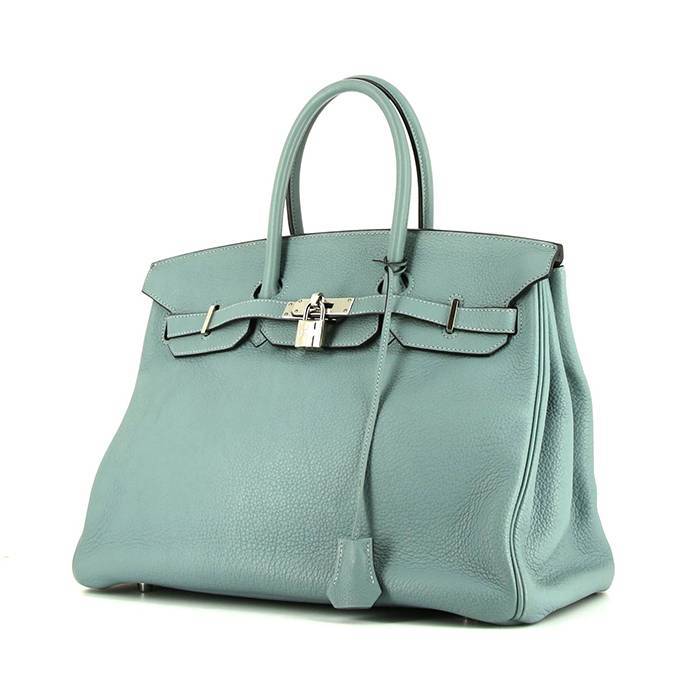 BRAND NEW Hermes Birkin Turquoise 25 cm Palladium Hardware Handbag