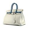 Hermes Birkin 35 cm handbag in off-white and blue bicolor togo leather - 00pp thumbnail