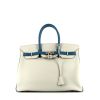 Hermes Birkin 35 cm handbag in off-white and blue bicolor togo leather - 360 thumbnail