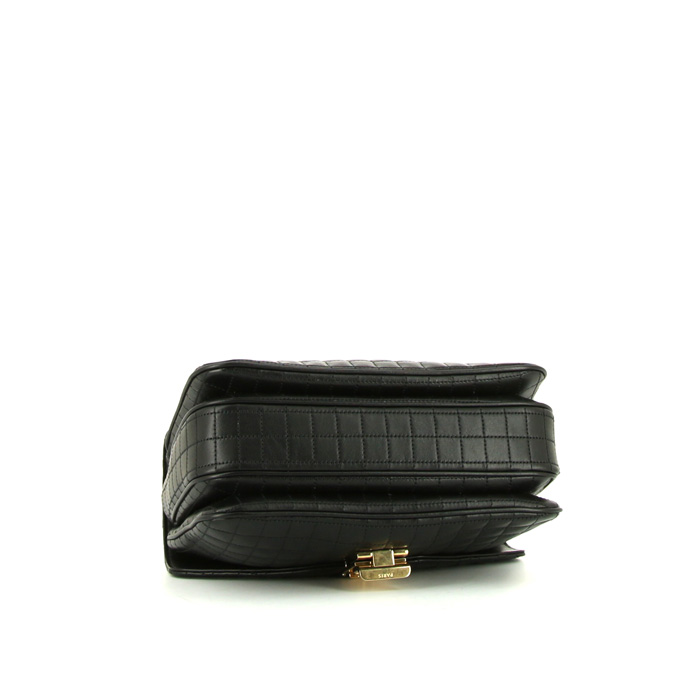 Bolso para llevar al hombro o en la mano Celine C bag en cuero acolchado negro - Detail D5