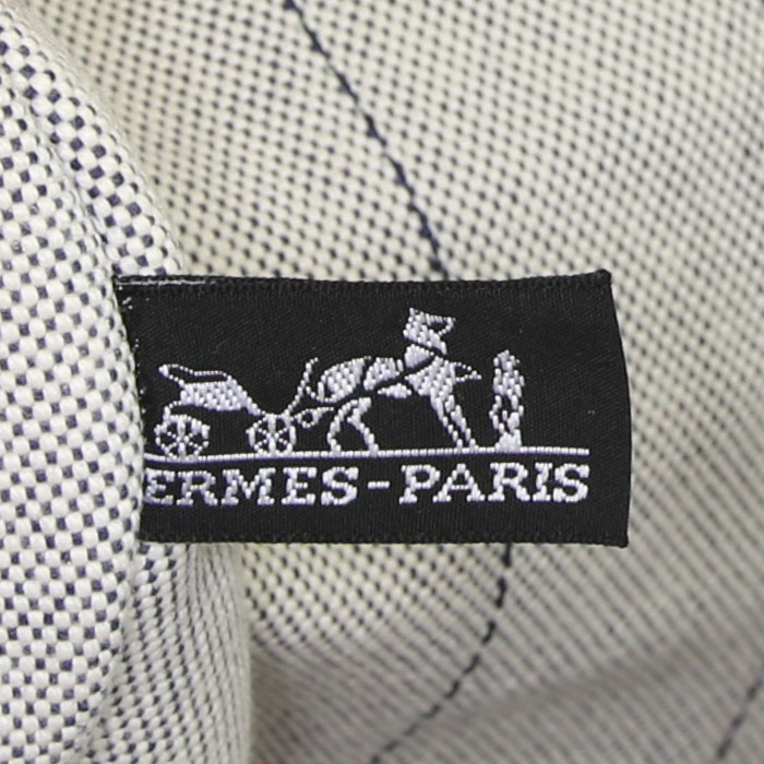 Hermes Toto Bag - Shop Bag shopping bag in grey and navy blue canvas - Detail D3