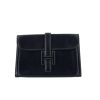 Hermes Jige pouch in navy blue box leather - 360 thumbnail