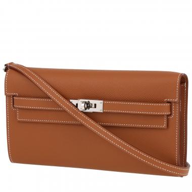 Leather Inspired Kelly Depeches Pouch Bag Gold Brown