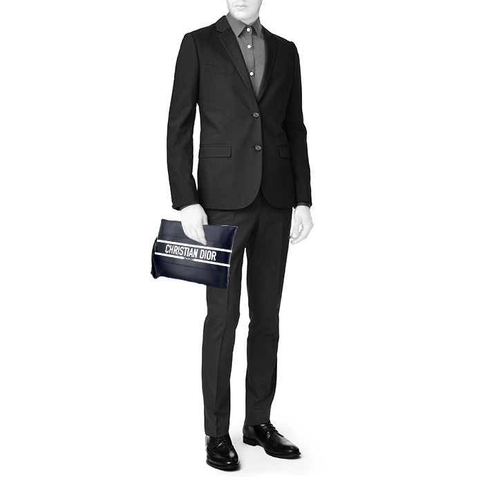 Dior Pochette Daily in blue and white leather - Detail D1