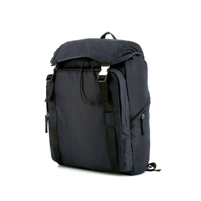 Sac à dos Prada Nylon Backpack en toile et cuir bleu-marine et noire