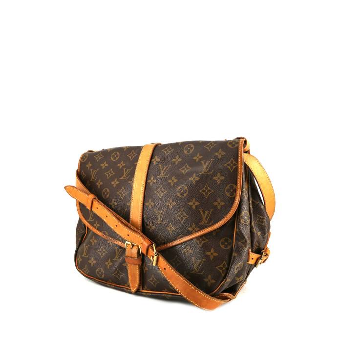 Louis Vuitton Saumur small model shoulder bag in brown monogram canvas and  natural leather