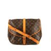 Bolso bandolera Louis Vuitton  Saumur en lona Monogram marrón y cuero natural - 360 thumbnail